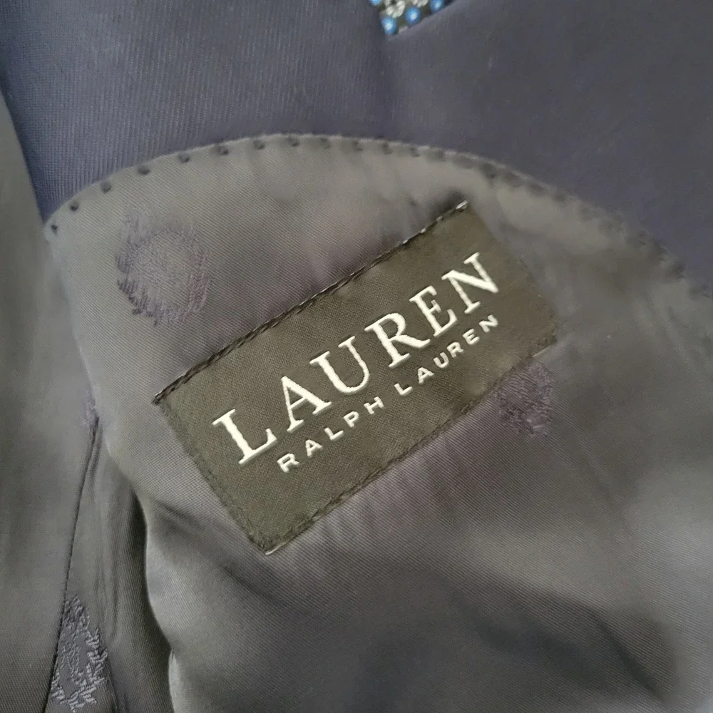 2 Pc Ralph‎ Lauren 42L 34R Suit Navy Blue Wool Classic Dapper Preppy Business